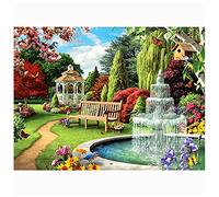 Diamond Painting par Numéros Kits Jardin paysagé,5D DIY Diamant Peinture Complet Cristal Strass Broderie Point de Croix Mosaïque Toile Art Crafts salon chambre décor murale cadeau Round Drill,40x60cm