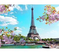 Diamond Painting par Numéros Kits Paysage de la tour eiffel,5D DIY Diamant Peinture Complet Cristal Strass Broderie Point de Croix Mosaïque Toile Art salon chambre décor murale Square Drill,40x60cm