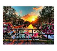 Diamond Painting par Numéros Kits Paysage de vélo,5D DIY Diamant Peinture Complet Cristal Strass Broderie Point de Croix Mosaïque Toile Art Crafts Salon Chambre Décor Murale Square Drill 40x50cm
