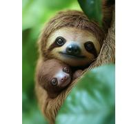 Diamond Painting Paresseux Diamond Painting Adulte Animal, Peinture Diamant, 5D Broderie Diamant Activité Manuelle Adulte DIY Runde Strass Artisanat Kits pour Murale Décoration 30x40cm U-D60GY7