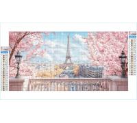 Diamond Painting Paris Diamond Painting Adulte Grand Format 40x80cm Fleurs de Cerisier Broderie Diamant Accessoires Complet, 5D Peinture Diamant Art Crafts Point de Croix Kit, Decoration Maison G1-3