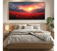 Diamond Painting Pavot,Canevas Kit Complet Adulte Kit,DIY Diamond Painting Coucher De Soleil Broderie Diamant,5D Diamant Point de Croix Débutants Artisanat Kit,Décor Murale Idée Cadeau,30x60cm Mq-996