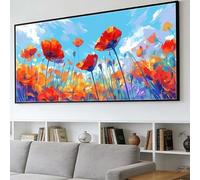 Diamond Painting Pavot Diamond Painting Grand Format 60x180cm, DIY Peinture Diamant Adulte Jardin 5D Strass Gemmes Mosaïque Broderie Point de Croix Loisirs Créatif Adultes Décoration Cadeau O-389Y