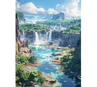 Diamond Painting Paysage, 5D Diamond Painting Adulte RivièRe, DIY Activité Manuelle Adulte, Broderie Diamant Artisanat Strass Point de Croix Kit, pour Décoration Murale Maison Cadeau 100x130cm 5-3477