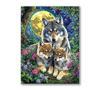 Diamond Painting Paysage, 5D Diamond Painting Adulte Wolf, Activité Manuelle Adulte, DIY Peinture Diamant Cristal Strass Point de Croix Kit pour Decoration Murale, Accessoires Inclus 20x30cm 0h-308