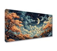 Diamond Painting Paysage 5D Peinture Diamant Adulte Debutant Lune Broderie Diamant Kit Complet, Bricolage Adulte Strass Point de Croix Broderie Mosaique Art pour Décoration Maison 55x110cm Y0-668