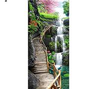 Diamond Painting Paysage Cascade 50x110 cm (intérieur 44x104 cm) Broderie Diamant Grand Format Peinture par Numero Paysage Escalier Perle Diamant a Coller Puzzle Crystal Decor d'entrée Canevas Adulte