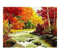 Diamond Painting Paysage d'automne Broderie Diamant Kit,Kit Painting Diamond Complet,Peinture Diamant Painting 5D Grand Format,Kit Point de Croix Débutant,DIY Cadeau de Décor Round Drill 40X50cm