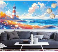 Diamond Painting Paysage Diamond Painting 40x70cm Peinture Diamant Adulte Phare Broderie Diamant Strass Point de Croix Peinture,Bricolage Mosaique Puzzle Artisanat Kits,Décoration Maison Gift QL-15