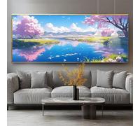 Diamond Painting Paysage Diamond Painting Adulte Grand Format 50x150cm Peinture Diamant Kit Broderie Lac DIY 5D Perle Diamant a Coller Mosaïque Strass Gemmes Point de Croix Maison Décoration 0-sy1067