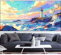 Diamond Painting Paysage Diamond Painting Enfant Phare Broderie Diamant Débutant DIY Peinture Diamant Adulte Activité Manuelle Cristal Art Puzzle Perles Point de Croix Décor Cadeau 90x250cm QL-952