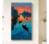 Diamond Painting Paysage Diamond Painting Enfant, Venise Peinture Diamant Adulte Bricolage Cristal Strass Point de Croix Broderie Diamant Kit Complet Decoration Chambre Cadeau Femme 30x60cm tb3-z