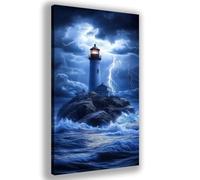 Diamond Painting Paysage Motif 20x40cm Grand Format,Phare Diamond Painting Adulte Activité Manuelle,Broderie Diamant Ronde Cristal Art Strass Point de Croix Peinture pour Decoration Chambre,Y371Z
