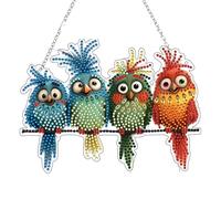 Diamond Painting Pendentif Oiseau 5D DIY, Peinture Diamant Suspendue Double Face avec Chaîne, Kit Diamond Painting Ornement Suspendu pour Maison, Fenêtre Porte Jardin Décoration et Cadeau Créatif