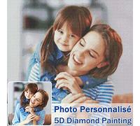 Diamond Painting Personnalisé Photo,5D DIY Diamant Peinture Kits Plein Perceuse Pour Adultes,Personnalisez Vos Propres Photos Art Artisanat Idées de Décoration Murale Cadeaux (Diamant Carré, 30x50cm)