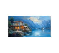Diamond Painting Petite ville 5D DIY Strass Peinture Numero Adulte Bateau Cristal Art Canevas Kit Complet Adulte 160x80 CM, Full Drill Kit Broderie Peinture Diamant pour Decoration Maison 2509-8027