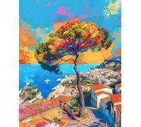 Diamond Painting Petite Ville Diamond Painting Adulte, Architecture Broderie Diamant Kit Complet, Bricolage 5D Round Strass Point de Croix Artisanat Peinture Diamant, Decoration Murale 80x100cm z-4688