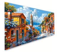 Diamond Painting Petite ville Diamond Painting Adulte Grand Format 60x120cm, 5D Peinture Diamant Maisons Broderie Diamant Kit Complet, DIY Point de Croix Activité Manuelle, Decoration Murale G2-549