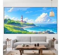 Diamond Painting Phare Diamond Painting Adulte Grand Format 60x120cm 2025 Nouveau Bricolage Strass Broderie Point de Croix Peinture Diamant Plage,Loisirs Créatifs Adultes Kits Décoration Cadeau QO-89