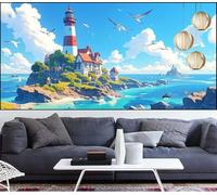 Diamond Painting Phare Diamond Painting Enfant Oiseau Broderie Diamant Débutant DIY Peinture Diamant Adulte Activité Manuelle Cristal Art Puzzle Perles Point de Croix pour Décor Cadeau 50x120cm QL-778