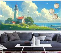 Diamond Painting Phare Diamond Painting Enfant Paysage Broderie Diamant Débutant DIY Peinture Diamant Adulte Activité Manuelle Cristal Art Puzzle Perles Point de Croix pour Décor Cadeau 30x60cm QL-862