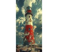 Diamond Painting Phare Kit Diamond Painting Adulte MéDuse Peinture Diamant Activité Manuelle Adulte Broderie Diamant 5D DIY Full Drill Rond Artisanat Kits pour Murale Décoration 40x80cm X-4M8353