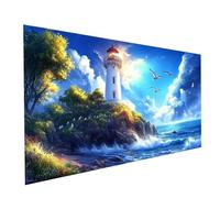 Diamond Painting Phare, Square Full Drill Peinture Numero Adulte Vue sur la mer, Kit Broderie Canevas Kit Complet Adulte, Strass Cristal Art Peinture Diamant pour Cadeau Femme 200x100cm Model-13160