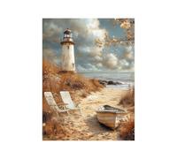 Diamond Painting Phare Strass Peinture Numero Adulte Bateau Cristal Art Canevas Kit Complet Adulte 80 x 60 cm, Full Drill Kit Broderie Peinture Diamant pour Decoration Maison Cadeau Femme 258-4385