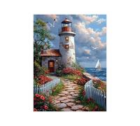 Diamond Painting Phare Strass Peinture Numero Adulte Fleur Cristal Art Canevas Kit Complet Adulte 135x100 CM, Full Drill Kit Broderie Peinture Diamant pour Decoration Maison Cadeau Femme 258-1592