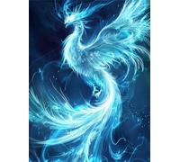 Diamond Painting Phénix DIY Diamant Painting Kit Animal Broderie Diamant Complet Peinture pour Adulte DéButants, avec Diamond Accessoires, Kit Mosaique pour Maison Décoration Murale 70x90 cm FG-472