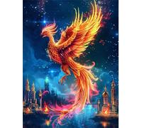 Diamond Painting Phénix DIY Diamant Painting Kit Ville Broderie Diamant Complet Peinture pour Adulte DéButants, avec Diamond Accessoires, Kit Mosaique pour Maison Décoration Murale 70x90 cm FG-452
