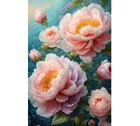 Diamond Painting Pivoine Peinture Diamant Adulte Enfant,5D Diamant Painting Fleur Diamond-Painting 30x40cm,DIY Diamant Strass Point de Croix Cristal Painting pour Murale Décoration,Noël Cadeau BJ-101