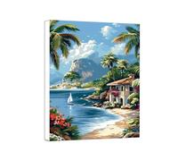 Diamond Painting Plage Bateau Peinture Diamant Adulte Kit 5D Complet, Accessoires Inclus, Activité Manuelle et Loisir Créatif Adultes, Décoration Murale Maison 35x50cm, Geschenke für Frauen 0a-264