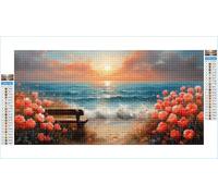 Diamond Painting Plage Diamond Painting Adulte Grand Format 100x200cm Fleur Broderie Diamant Accessoires Complet, 5D Peinture Diamant Art Crafts Point de Croix Peinture Kit, Decoration Maison G1-238
