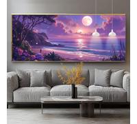 Diamond Painting Plage Diamond Painting Adulte Grand Format 40x60cm Peinture Diamant Kit Broderie Lune DIY 5D Perle Diamant a Coller Mosaïque Strass Gemmes Point de Croix Maison Décoration 0-sy1045