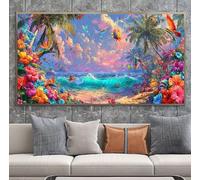 Diamond Painting Plage Diamond Painting Adulte xxl 50x100cm Peinture Diamant Fleur Broderie Diamant Kit Bricolage Manuelle Adulte Broderie Point de Croix Cristal Arts Pour Murale Maison Décor A-U510