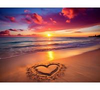 Diamond Painting Plage Diamond Painting Kit Adulte Débutant Cœur Kits de Peinture Diamant Cristal Point de Croix Painting Art Kits pour Adultes Enfants, Décoration Murale Maison 120x90cm, Model 2