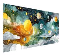 Diamond Painting PlanèTe, DIY Diamond Painting Adulte Ciel éToilé, 5D Peinture Diamant Activité Manuelle Adulte, Peinture Diamant Enfant Broderie Point de Croix Kits, Decoration Murale, 90x40cm G-3712