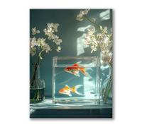 Diamond Painting Plantes, 5D Diamond Painting Adulte Fisch, Activité Manuelle Adulte, DIY Peinture Diamant Cristal Strass Point de Croix Kit pour Decoration Murale, Accessoires Inclus 60x80cm 0h-797