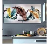 Diamond Painting Plume abstraite 5D Kit Broderie Diamant Complet,Diamond Painting Grand Format,Bricolage Forage Complet Cristal Point de Croix Artisanat Murale à La Maison Décor Square Drill 50x100cm
