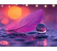 Diamond Painting Plume Diamond Painting Adulte Violet Peinture Diamant Adulte, Tableau en Perles à Coller, 5D Broderie Diamant Kit Complet pour Décoration Murale Salon, Cadeaux Femmes 50x65cm K9-625