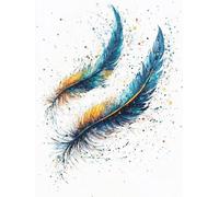 Diamond Painting Plume Peinture Diamant Adulte, 5D Broderie Diamant Plume Diamond Painting Enfant DIY Cristal Point de Croix Tableau Strass Puzzle, Tableau Decoration Murale Cadeaux 60x80cm 2h-14P