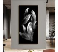 Diamond Painting Plumes d'art noir blanc Broderie Diamant Painting Kit Complet Grand Format 5D Peinture Diamant Numero Adulte Enfant Strass Coller Perle Tableau Diamant Art Craft Home Decor 30x90cm