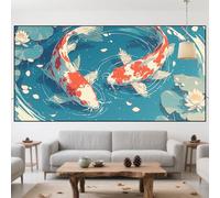 Diamond Painting Poisson Diamond Painting Adulte 50x100cm 2025 Nouveau Bricolage 5D Strass Broderie Point de Croix Peinture Diamant Koï,Loisirs Créatifs Adultes Kits pour Décoration Cadeau QO-1027