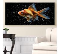 Diamond Painting Poisson Diamond Painting Adulte Animal Peinture Diamant XXL 60x120cm, DIY Cristal Débutant Art Set, Point de Croix Activité Manuelle Adulte Kits pour Decoration Maison Murale,Model487