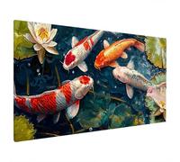 Diamond Painting Poisson, DIY Diamond Painting Adulte, Peinture Diamant Point de Croix pour Adultes, Water Lily Broderie Diamant Kit Complet, Loisirs Créatifs Tableau Decoration Murale 180x70cm A-89