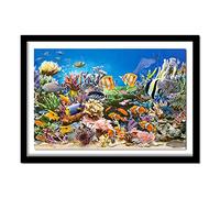 Diamond Painting Poissons tropicaux de mer,5D DIY Broderie Diamant Painting Kits,Adultes Enfants Strass Point De Croix Diamant Arts Craft pour la Décoration Salon Chambre Murale Round Drill,40x60cm