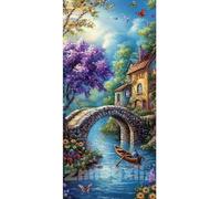 Diamond Painting Pont Peinture Diamant Adulte/Débutant, Village Diamond Painting Adulte Grand Format 200 x 100 cm, DIY 5D Diamant Painting XXL Broderie Diamant Kit Complet, pour Murale Décoration
