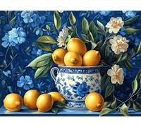 Diamond Painting Porcelaine Bleue Et Blanche Peinture Diamant Fleur Diamond Painting Adulte, 5D DIY Broderie Diamant Point de Croix Kit pour Tableau Decoration Murale, Cadeau Femme, 40x55cm, Model 943