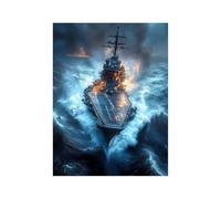 Diamond Painting porte-avions Diamant Peinture Numero Adulte, Strass Kit Broderie Point de Croix Guerre, Activité Manuelle Adulte Toile Peinture 60 x 80CM pour Decoration Murale Cadeau Femme 258-4635